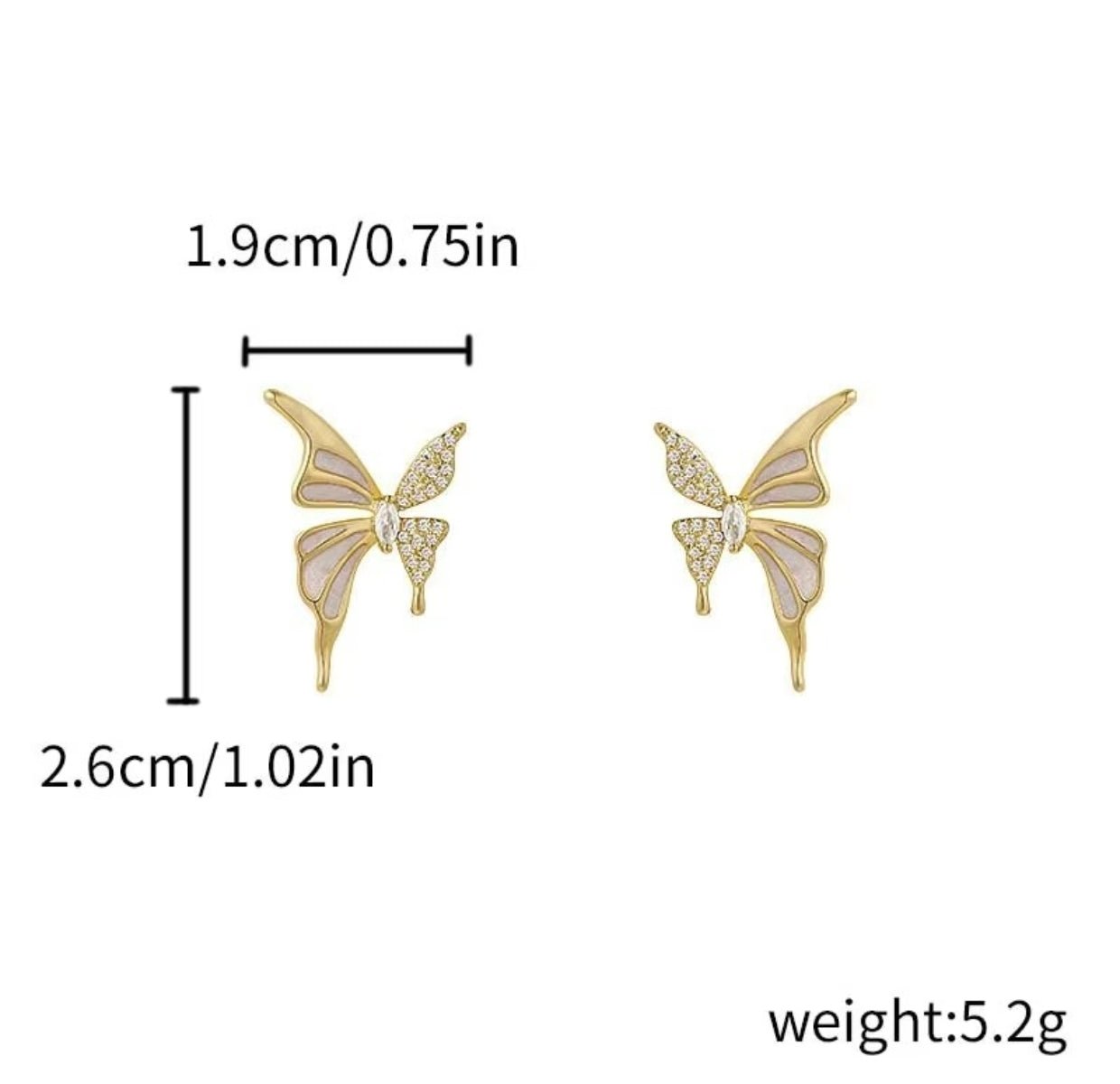 Elegant gold colour butterfly stud - Nishkarsh the royal radiance