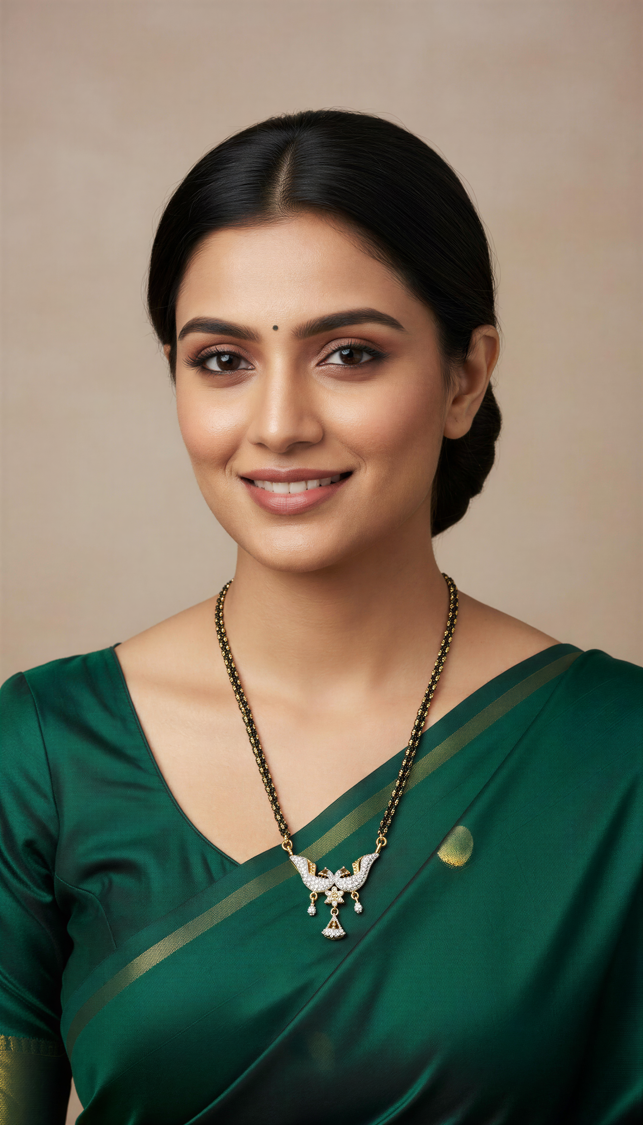 Gold Plated Peacock Design AD Mangalsutra for Women