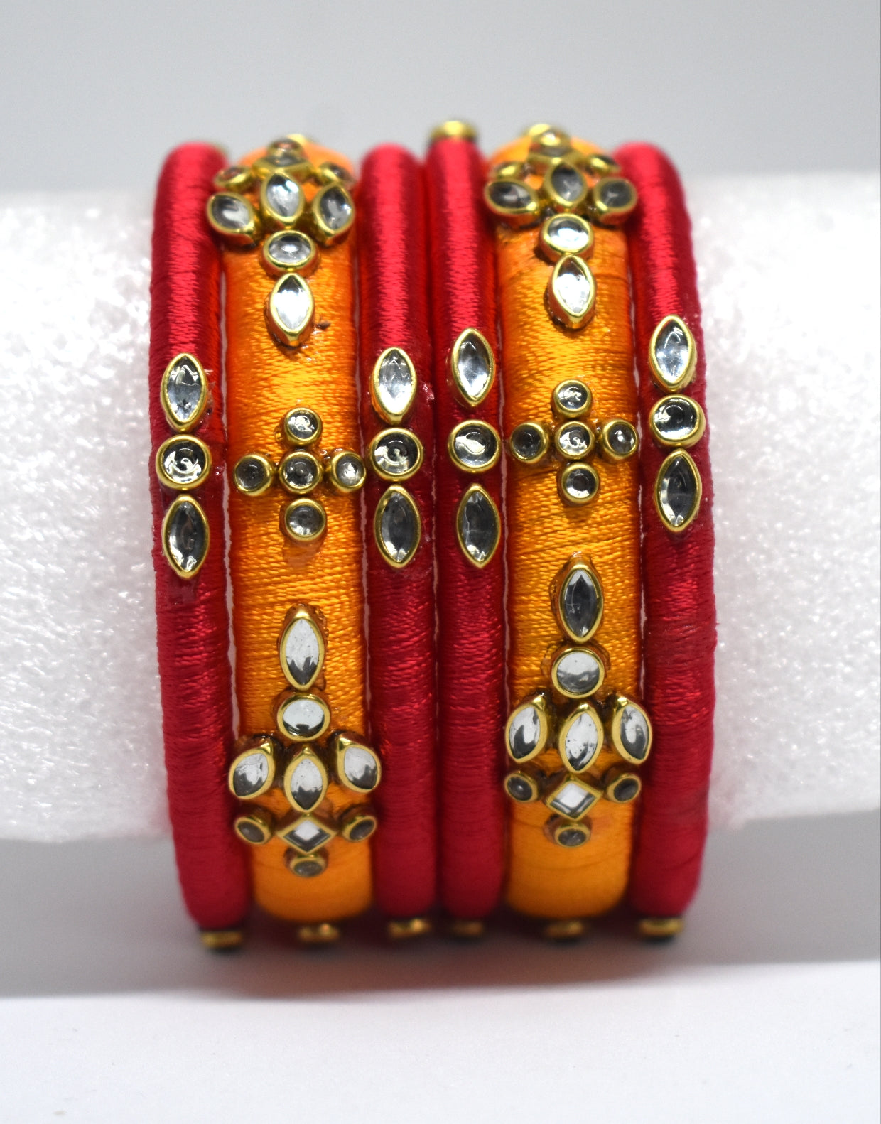 Silk thread bangles,dark blue & light blue,set of 6 - Nishkarsh the royal radiance