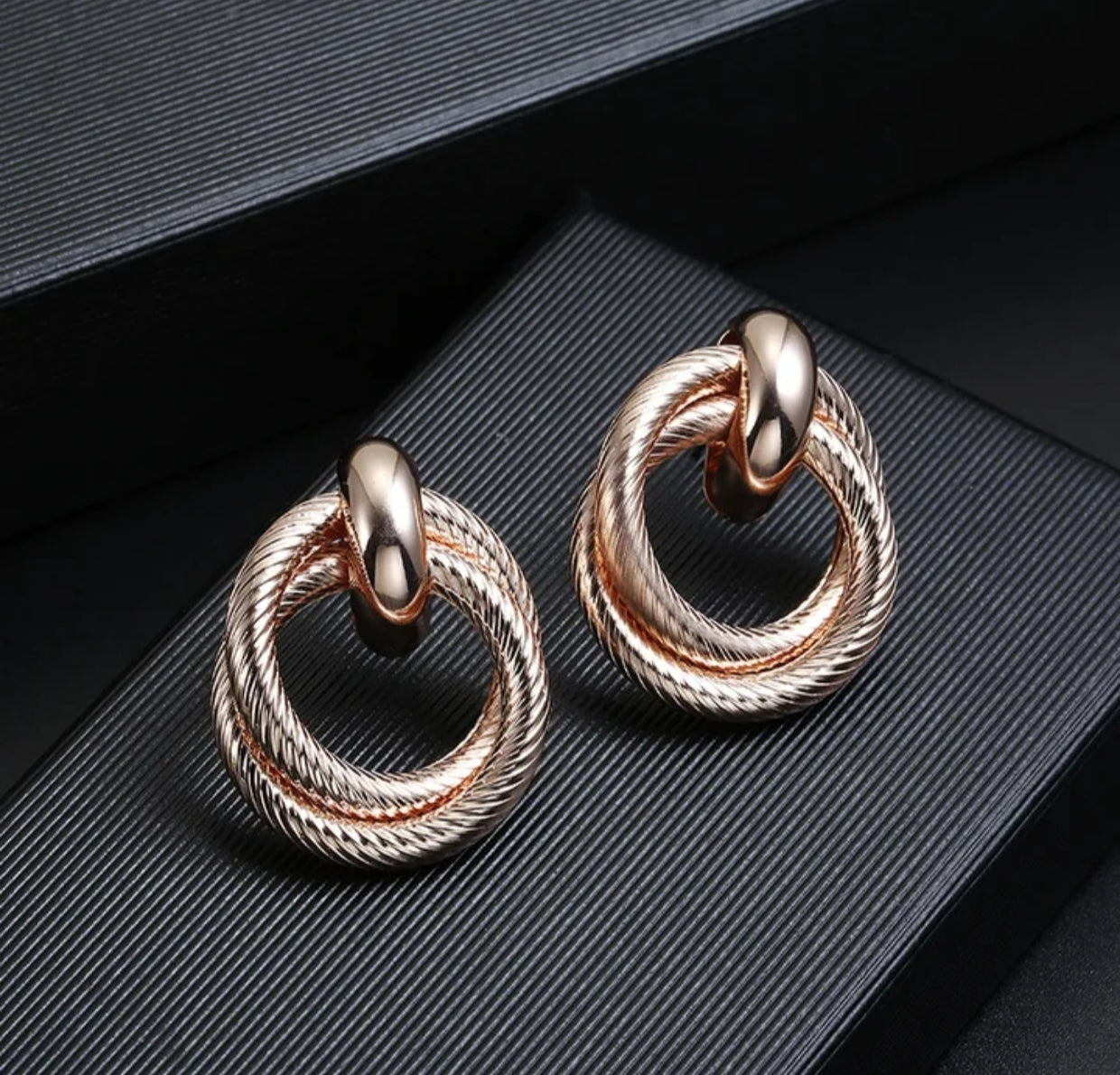 Gold plated geometric multiple circles stainless steel studs - Nishkarsh the royal radiance