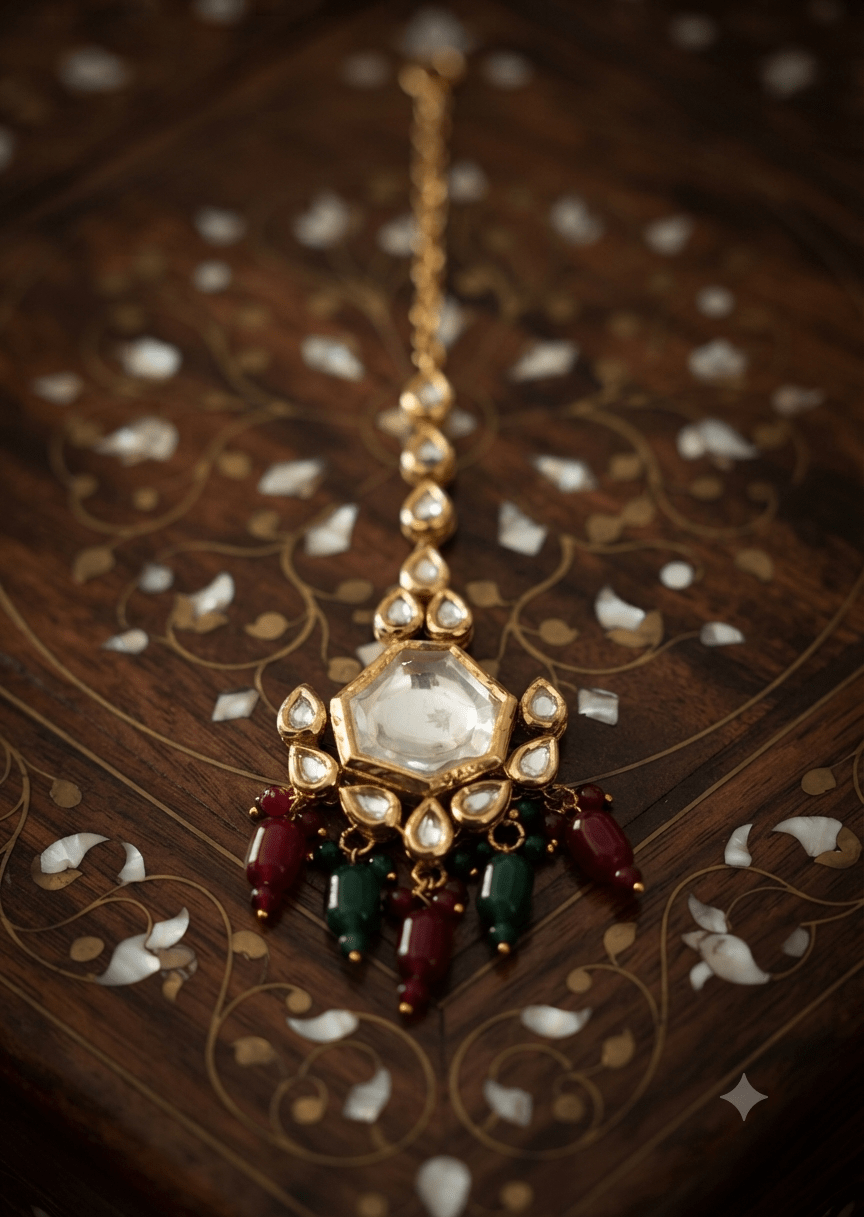 Bridal & Semi-Bridal Kundan Gold Plated Necklace Set With Earrings & Maang Tikka - Nishkarsh the royal radiance