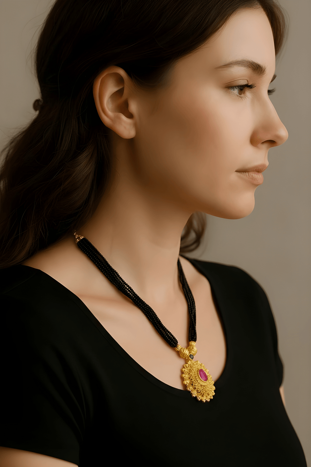Traditional Jewelry Gold Maharashtrian Thushi Mangalsutra Pendant Necklace for Women Jewellery - Nishkarsh the royal radiance
