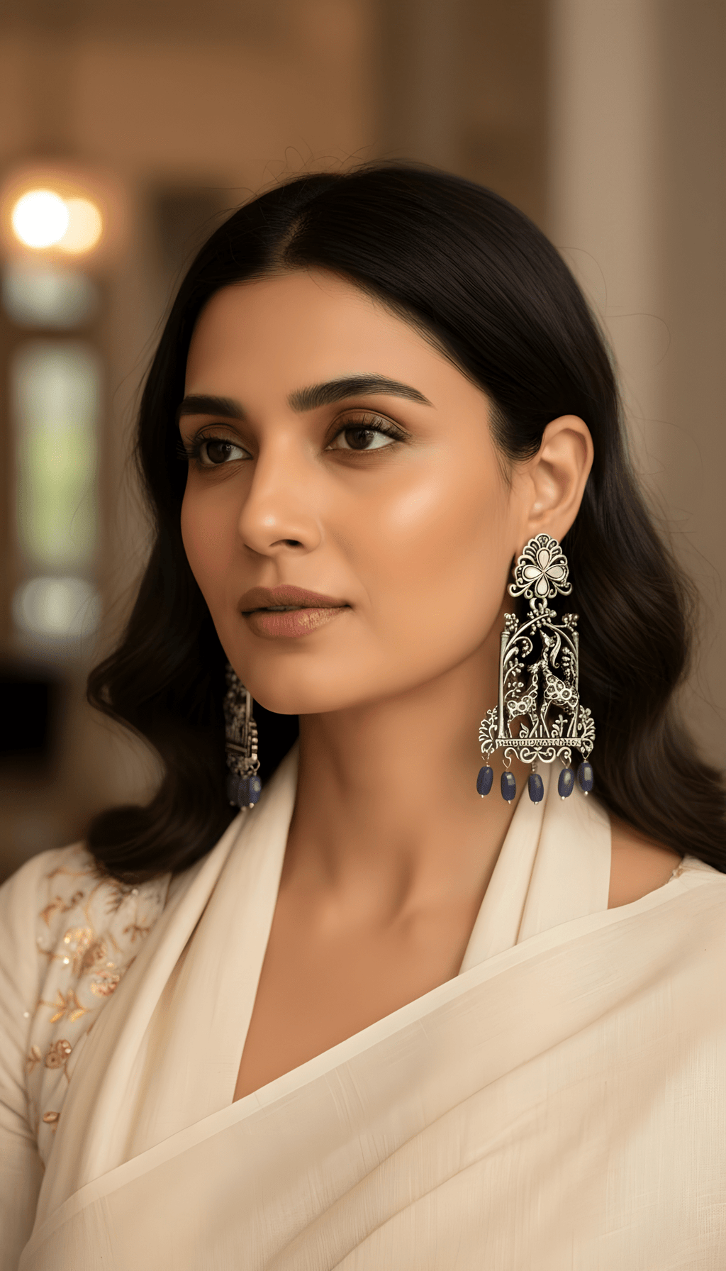 Oxidised Silver Giraffe Motif Danglers - Nishkarsh the royal radiance