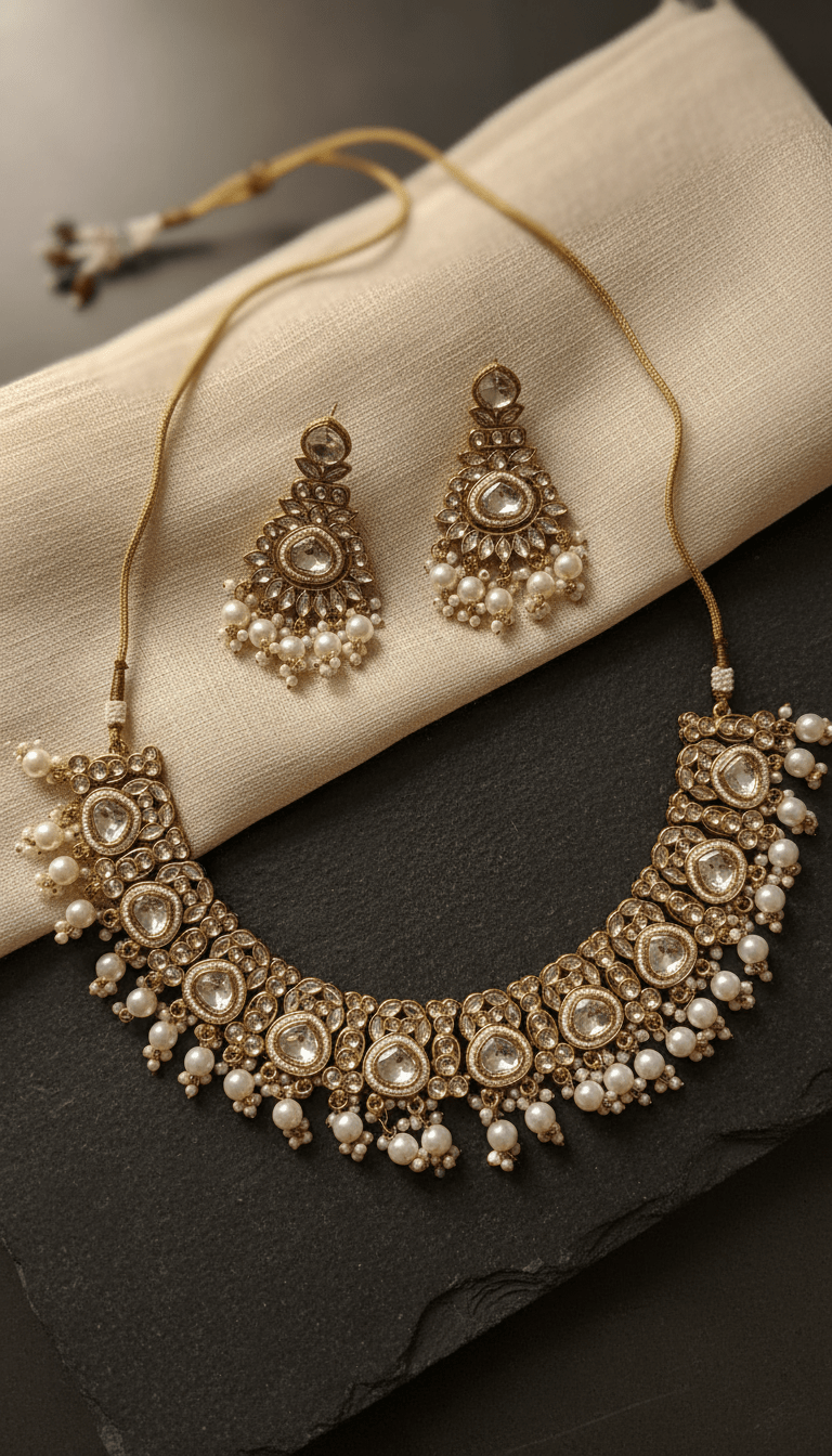 White Kundan Jewellery Set - Nishkarsh the royal radiance