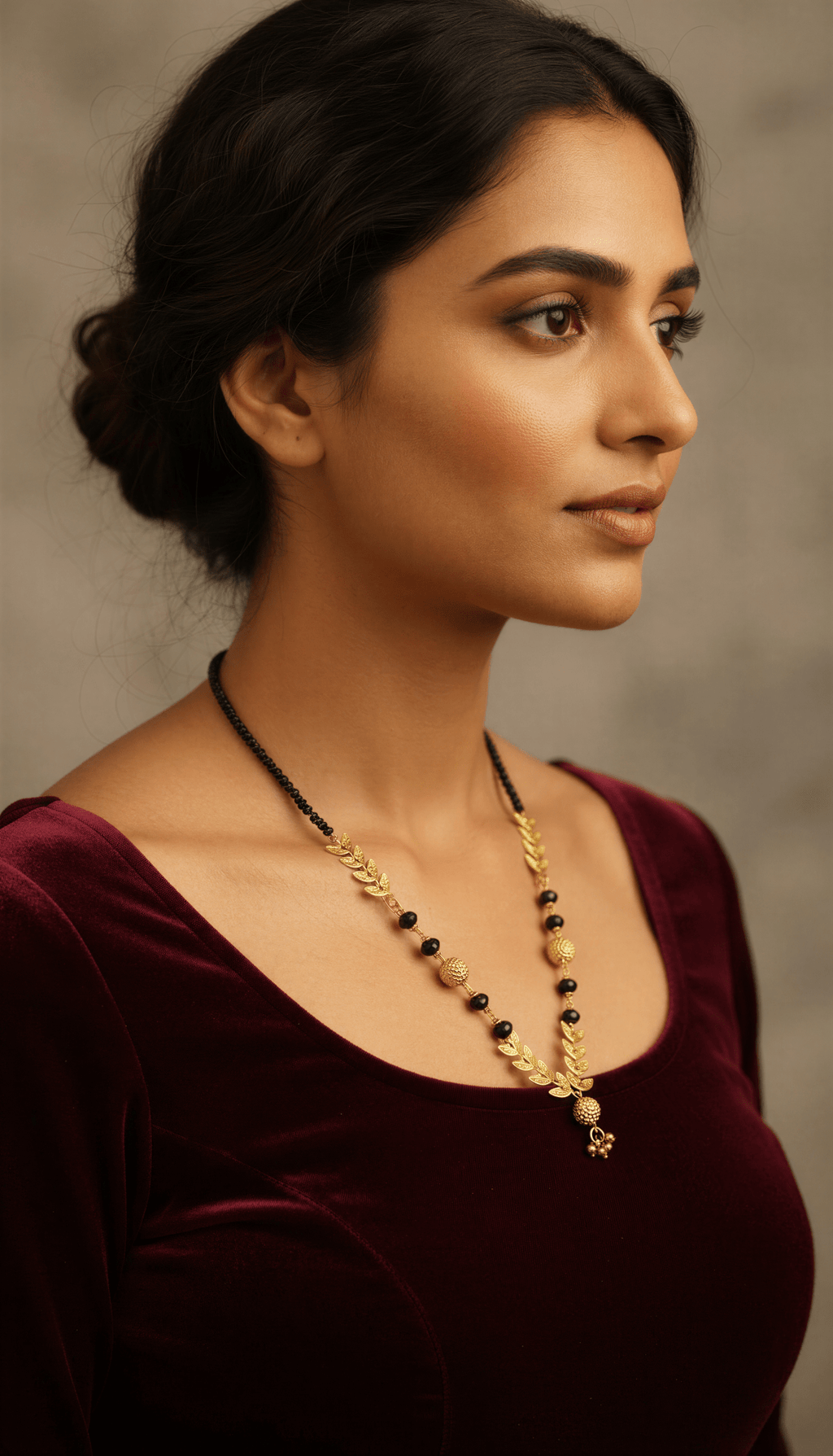 Gold Plated Leaf Design Artificial Beaded Mangalsutra - Nishkarsh the royal radiance