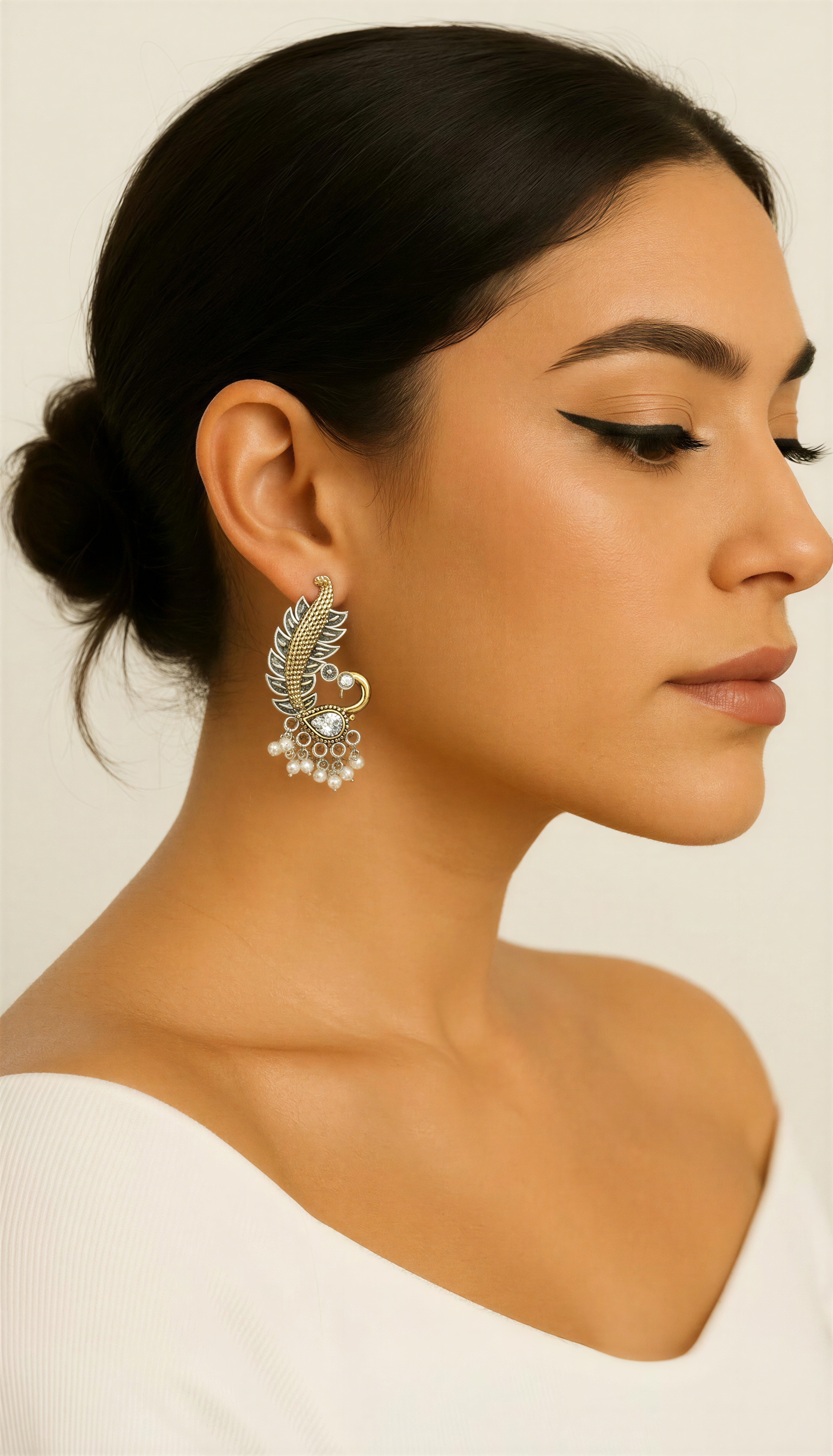 Monalisa Stone Oxidised Silver Replica Green Studs