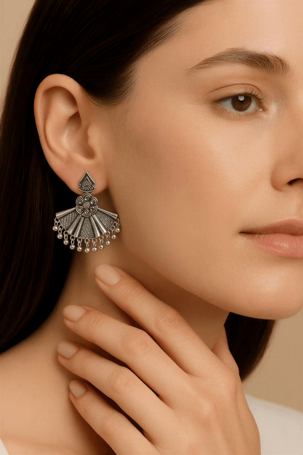 Oxidised Silver Plated Drop Earrings - Nishkarsh the royal radiance