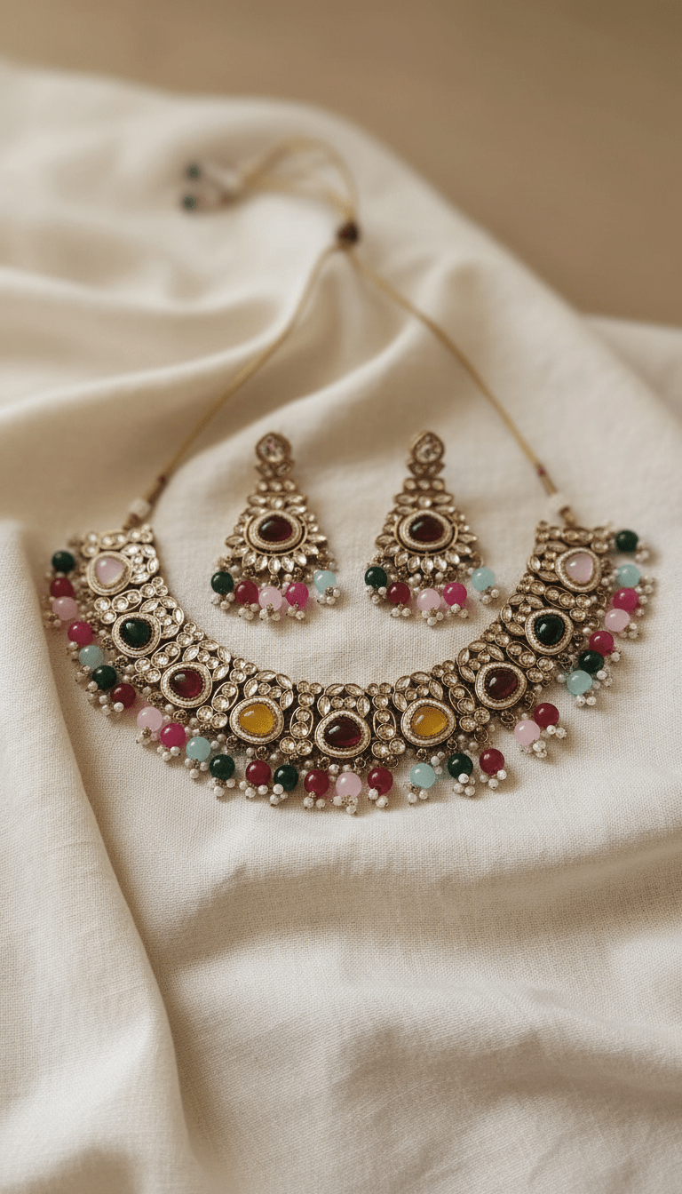 Kundan Multicolor Jewellery Set - Nishkarsh the royal radiance