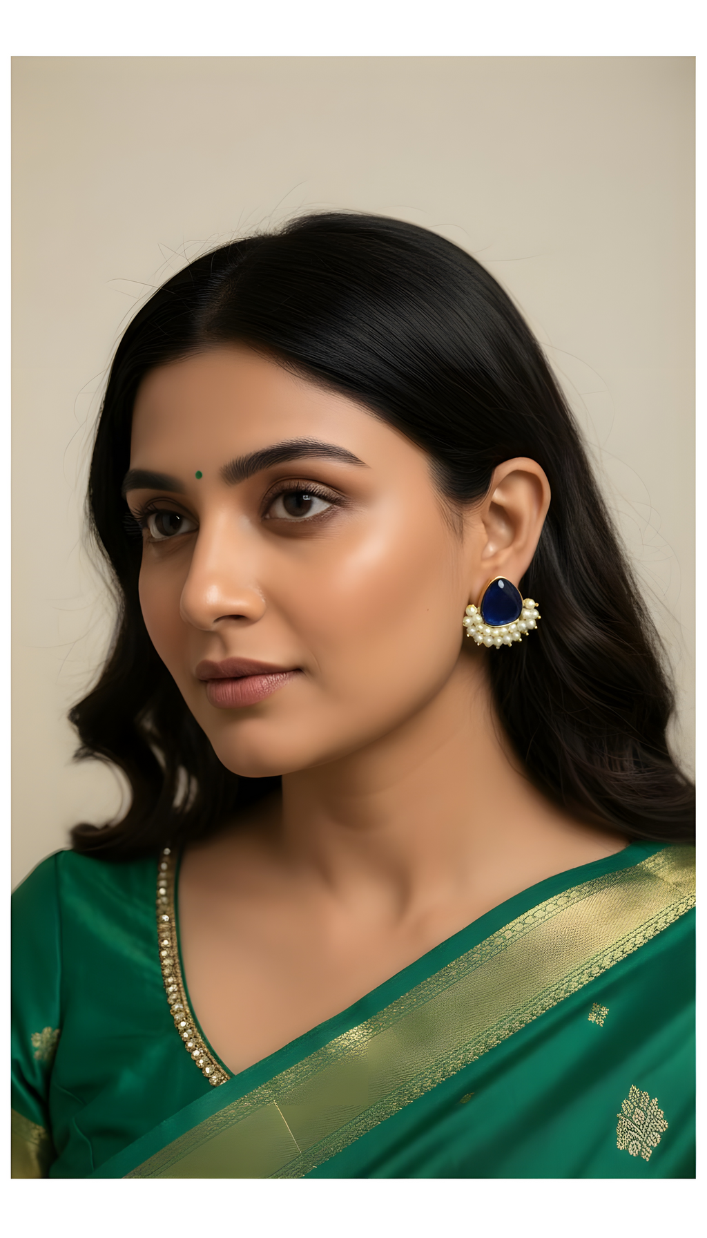 Monalisa Stone Oxidised Silver Replica Dark Blue Studs