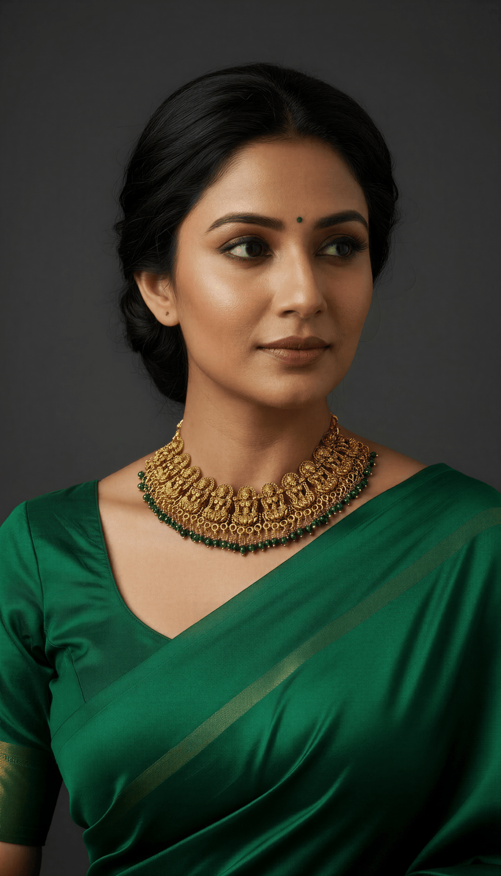 Lakshmi Devi Idol With Pearls Necklace & Studs - Nishkarsh the royal radiance