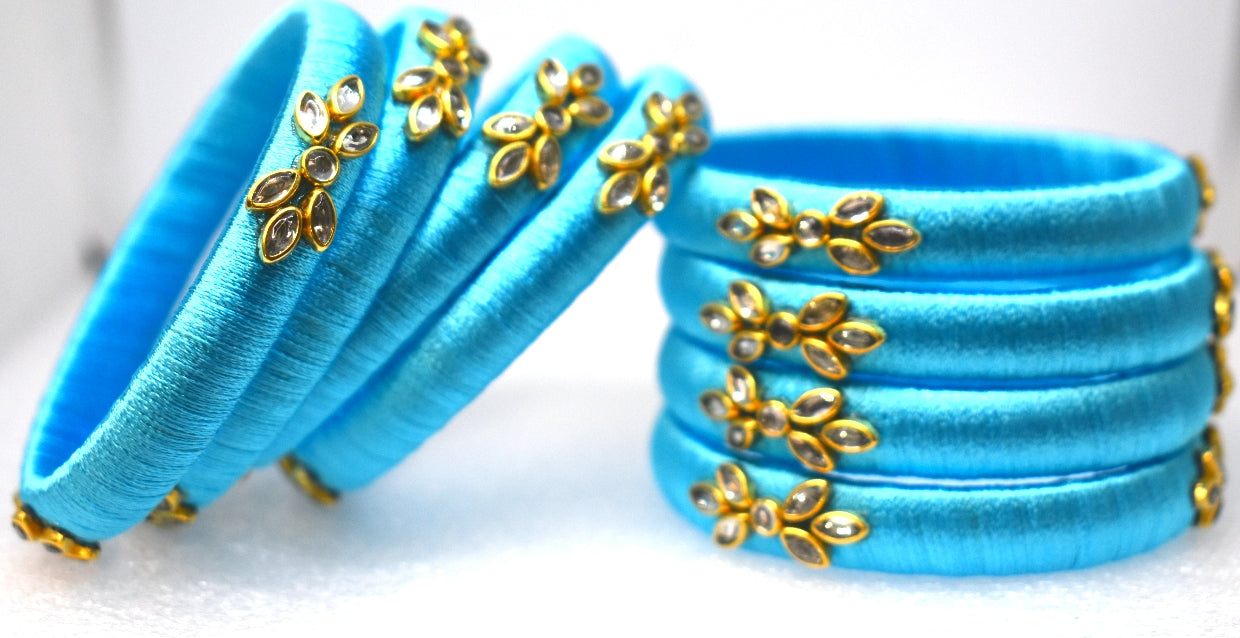 Silk thread bangles-Light blue - Nishkarsh the royal radiance