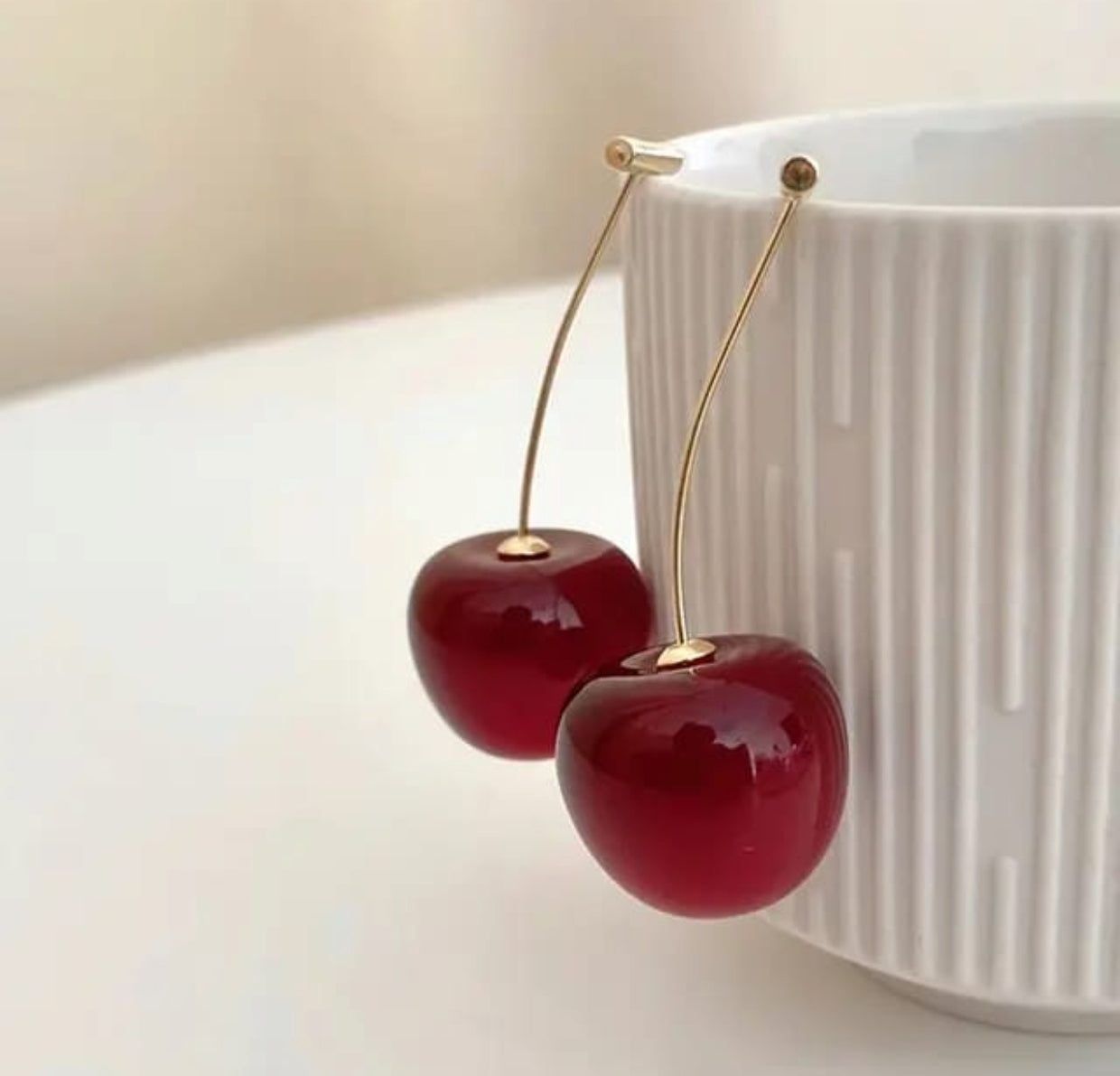 Cute cherry red and white mermaid color drop earrings - Nishkarsh the royal radiance