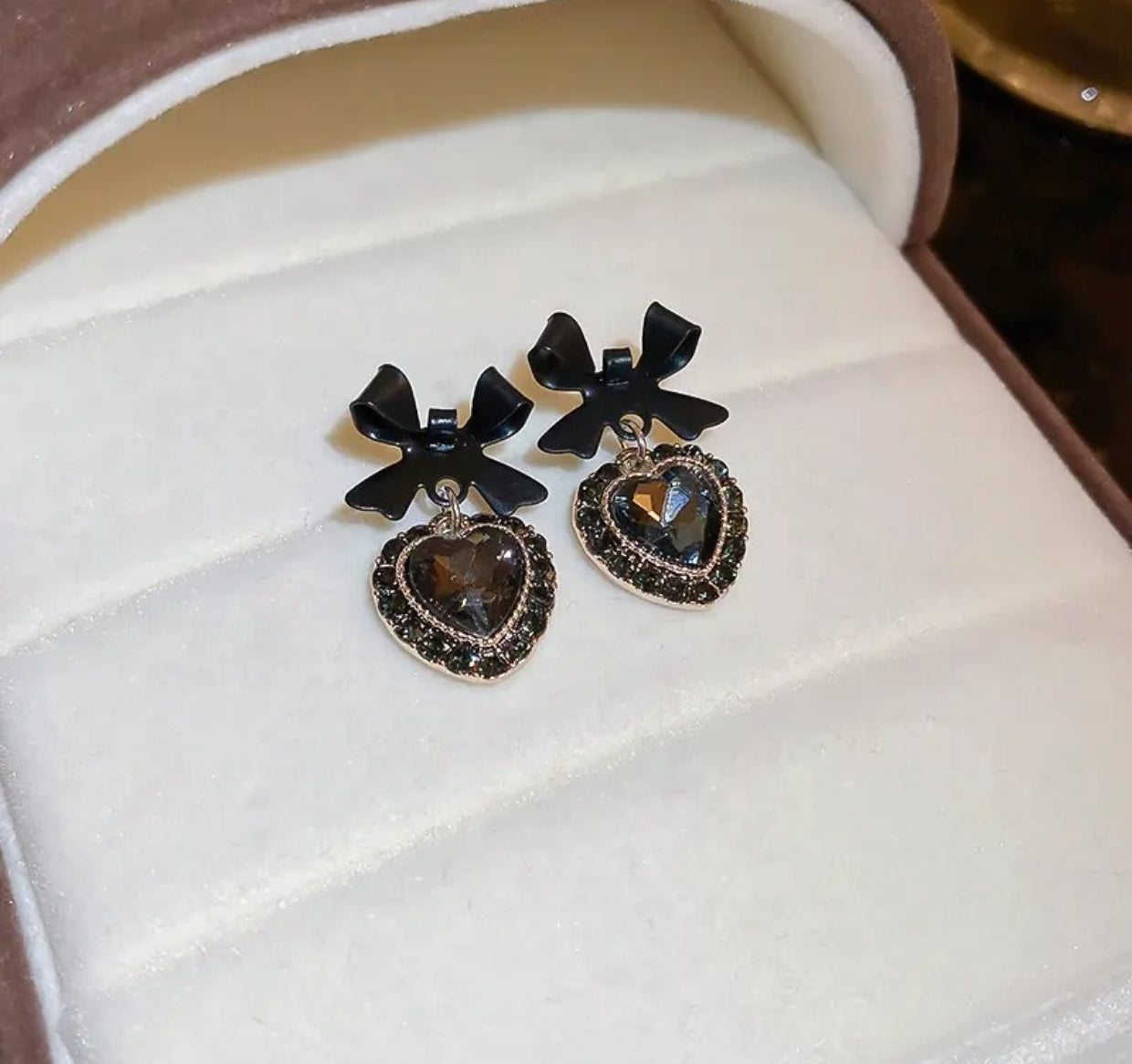 Black bowknot rhinestone drop earrings - Nishkarsh the royal radiance