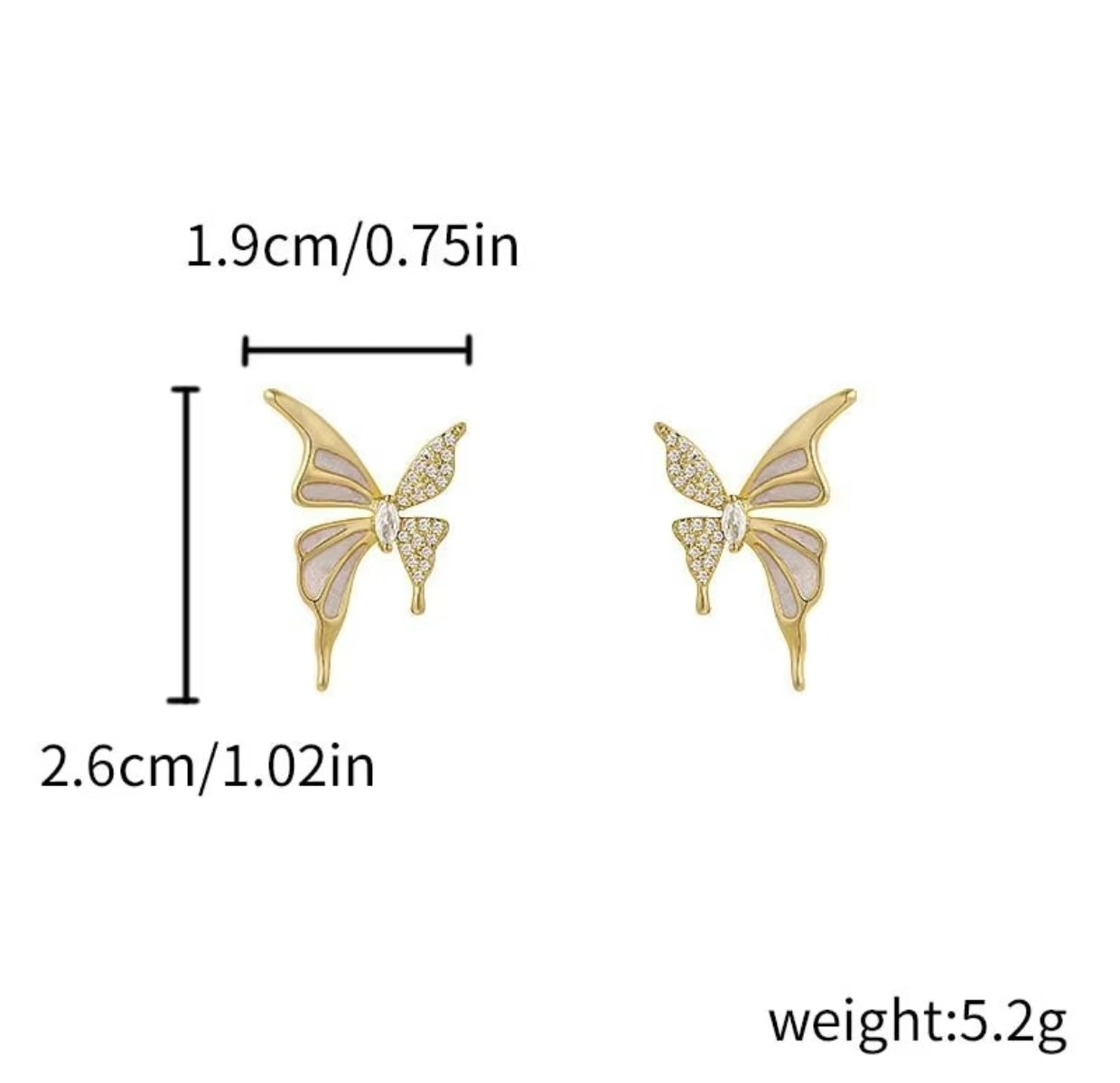 Elegant gold colour butterfly stud - Nishkarsh the royal radiance