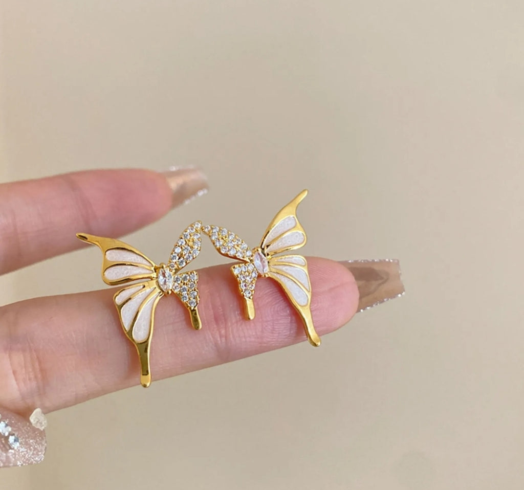 Elegant gold colour butterfly stud - Nishkarsh the royal radiance