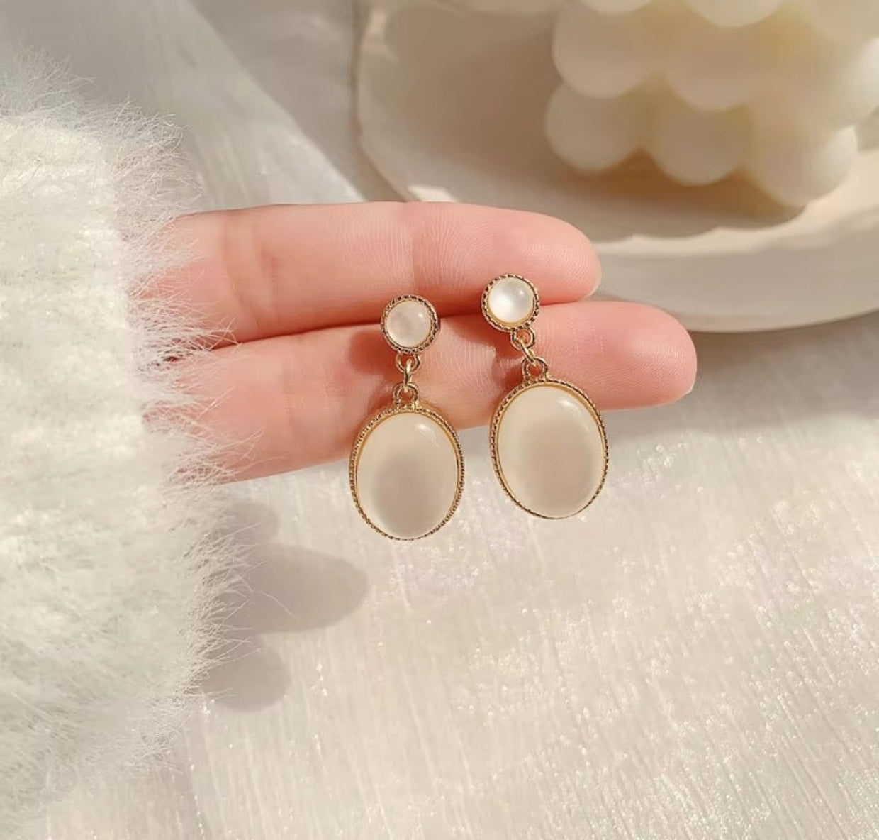 Geometric opal stud earrings - Nishkarsh the royal radiance