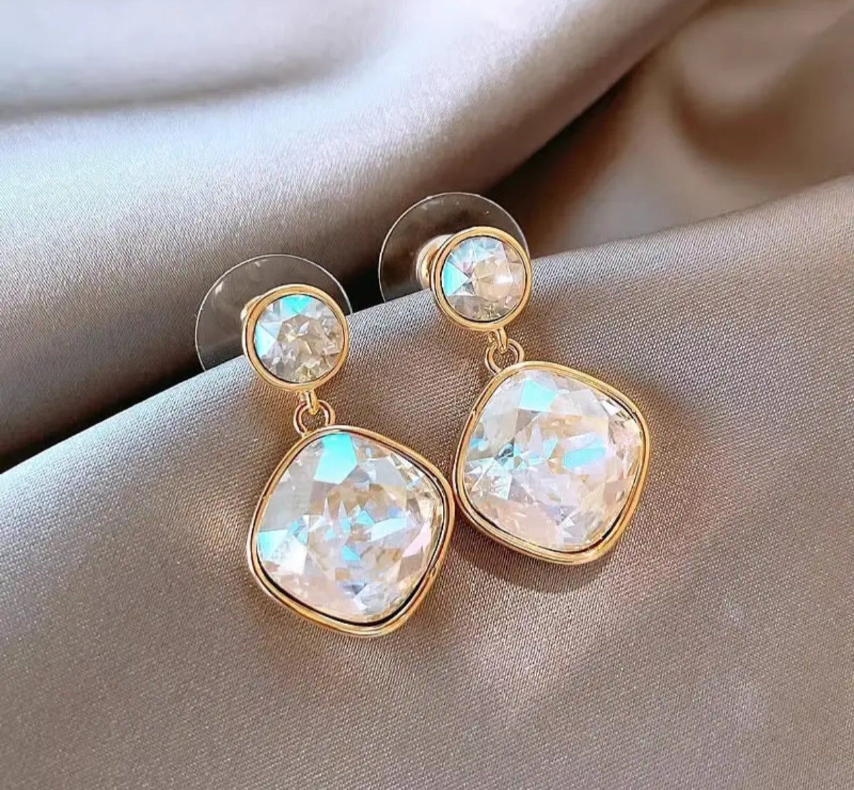 Magic color geometric rhinestone drop earrings - Nishkarsh the royal radiance