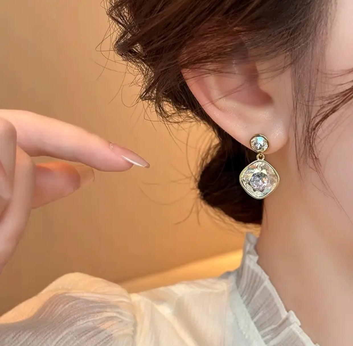 Magic color geometric rhinestone drop earrings - Nishkarsh the royal radiance