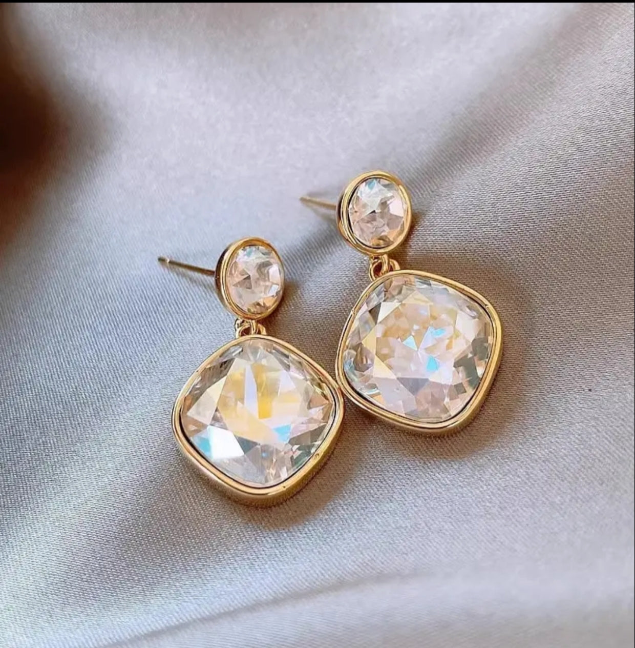 Magic color geometric rhinestone drop earrings - Nishkarsh the royal radiance