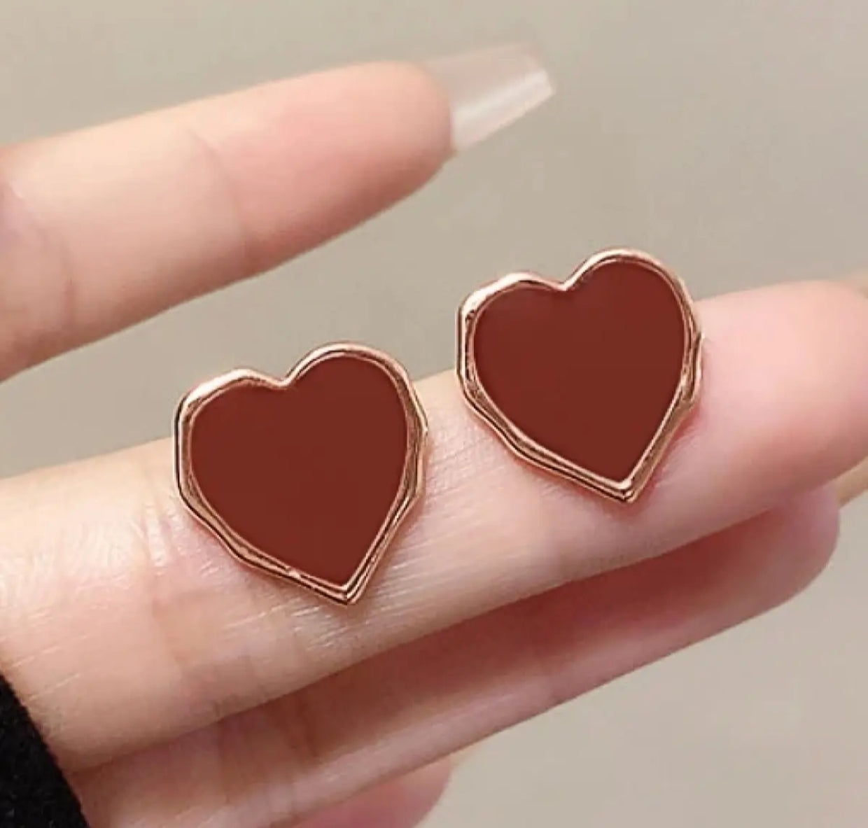 Red heart shape stud earrings - Nishkarsh the royal radiance