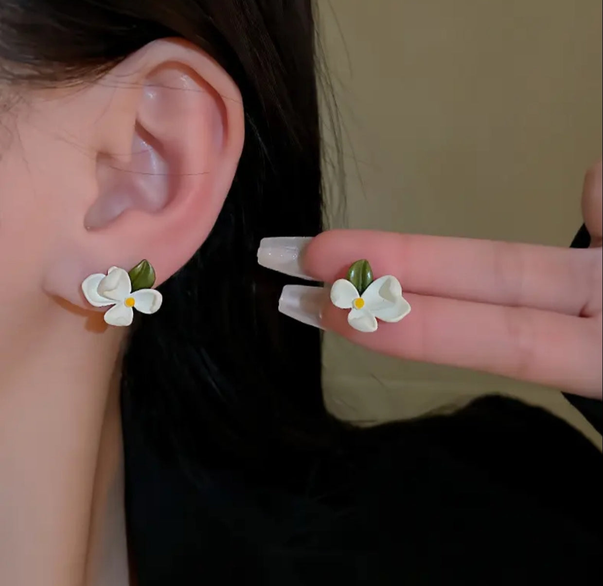 Summer gardenia flower stud earrings - Nishkarsh the royal radiance