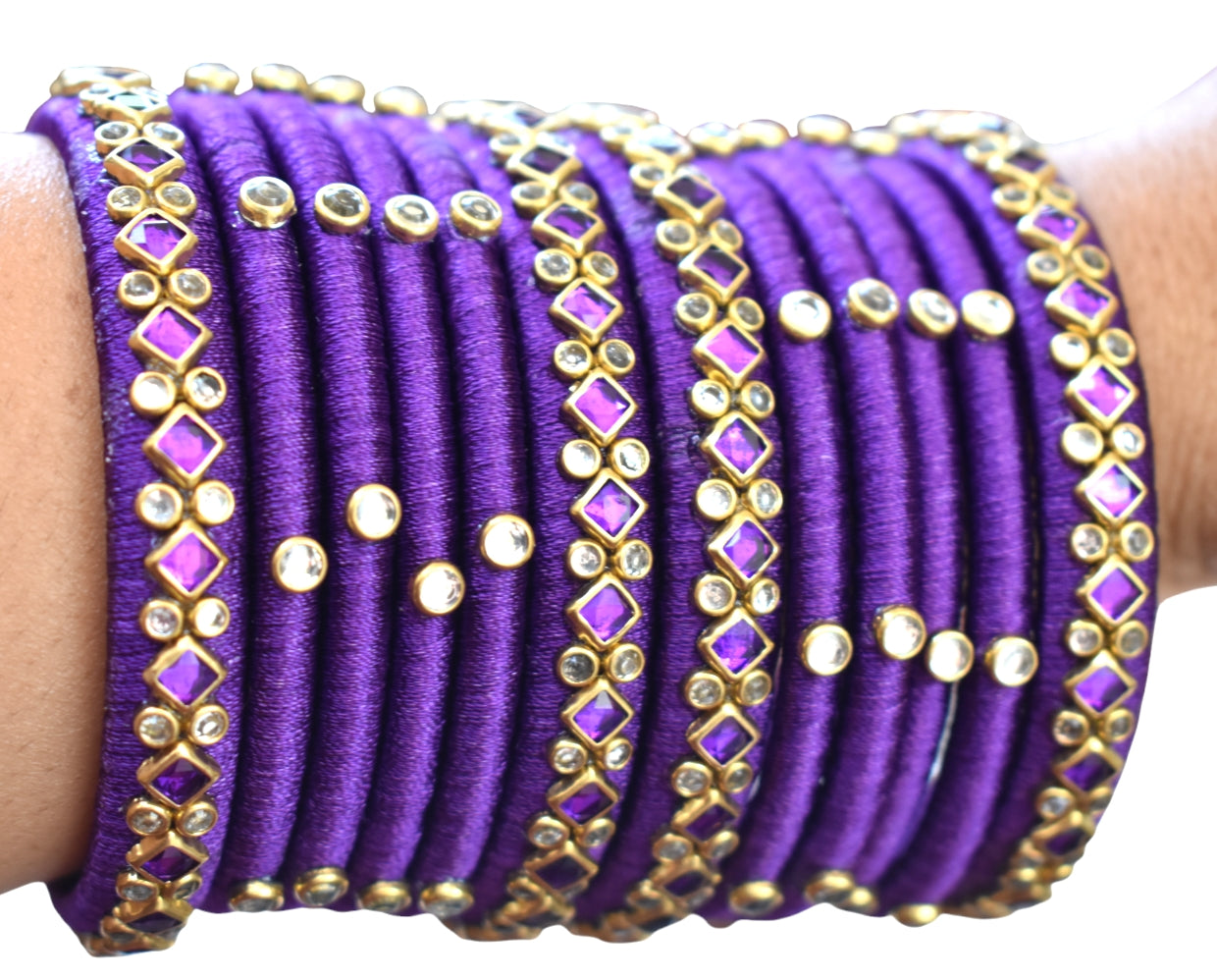 Silk thread bangles, purple,set of 12 - Nishkarsh the royal radiance