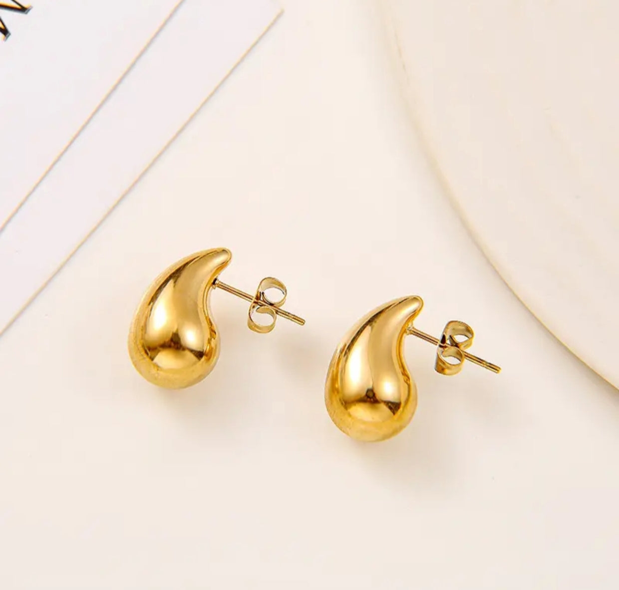 Gold plated teardrop stainless steel studs - Nishkarsh the royal radiance