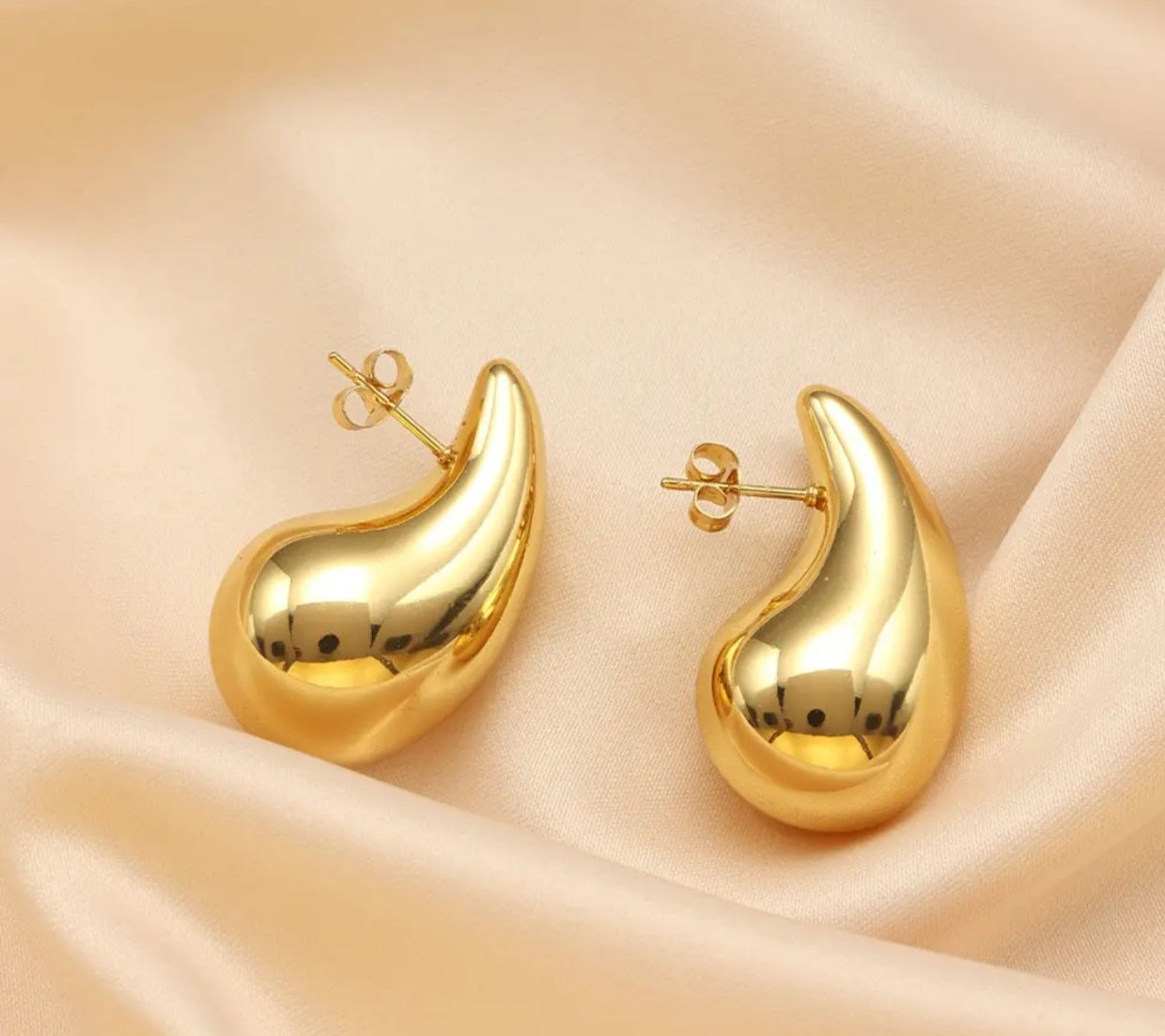 Gold plated teardrop stainless steel studs - Nishkarsh the royal radiance