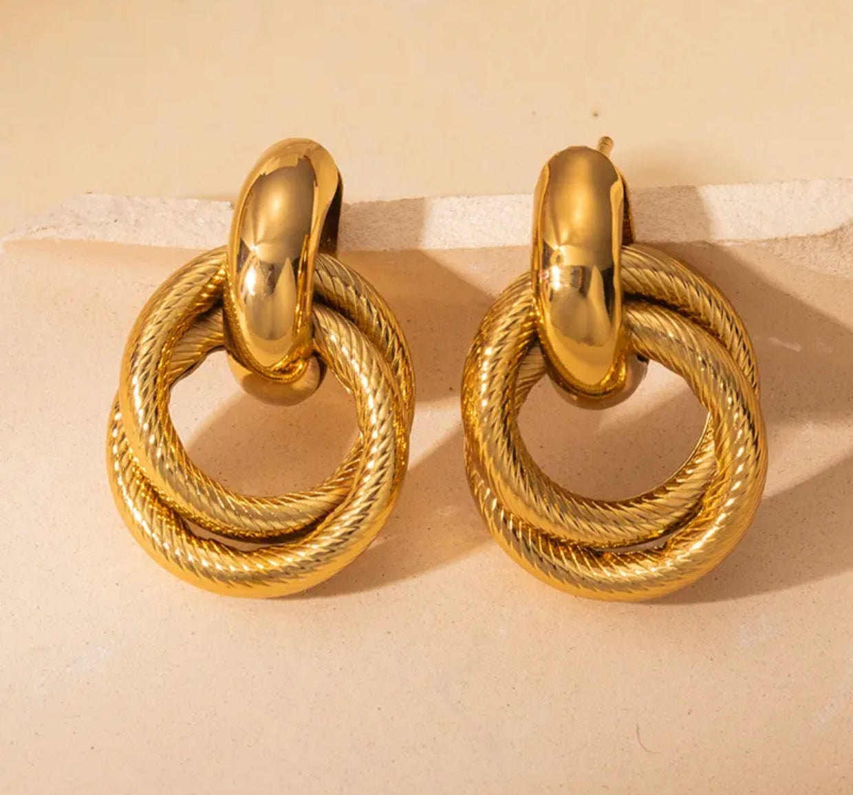 Gold plated geometric multiple circles stainless steel studs - Nishkarsh the royal radiance