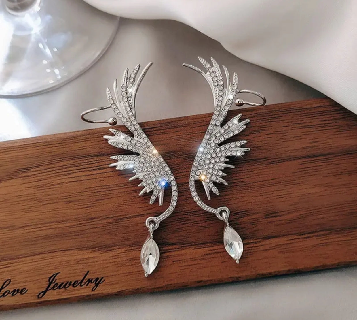 Angel wings micro rhinestone earrings cuffs - Nishkarsh the royal radiance
