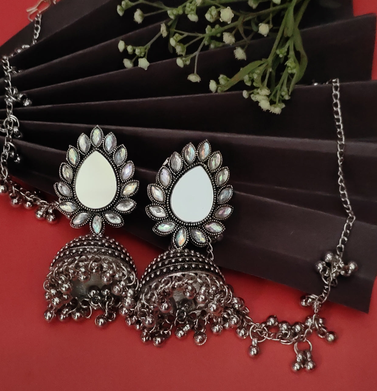 Oxidised silver jhumka, 1 pair - Nishkarsh the royal radiance