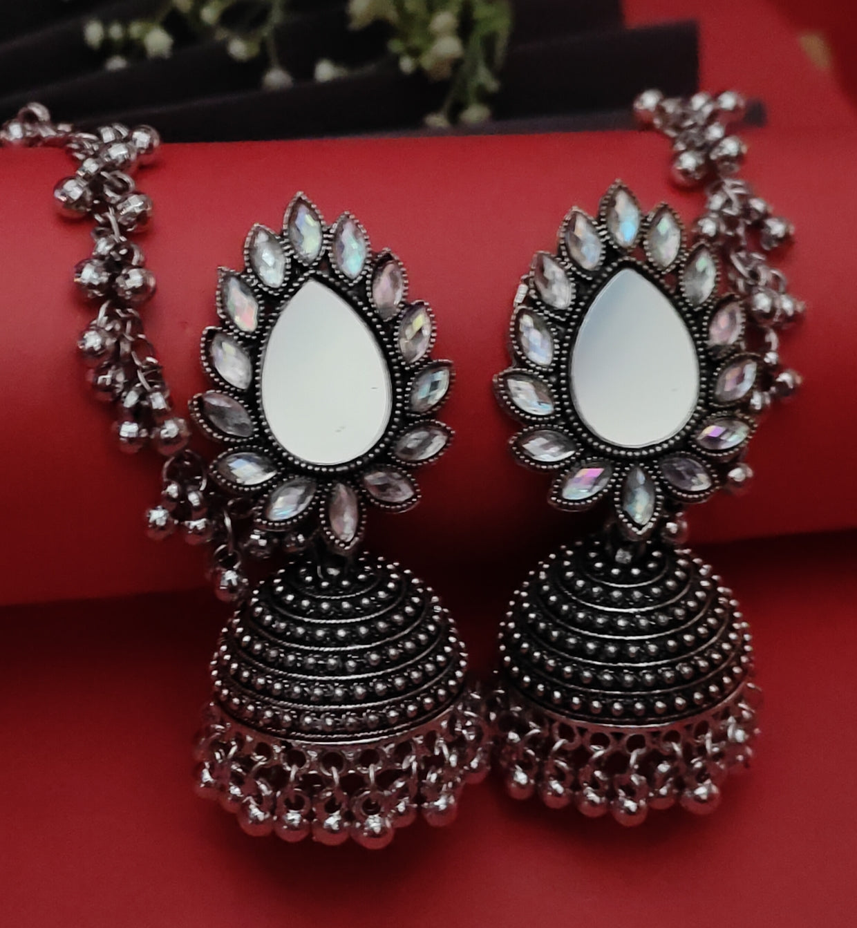 Oxidised silver jhumka, 1 pair - Nishkarsh the royal radiance