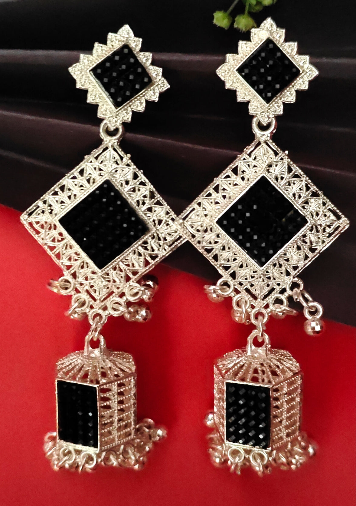 Oxidised silver earrings - Nishkarsh the royal radiance