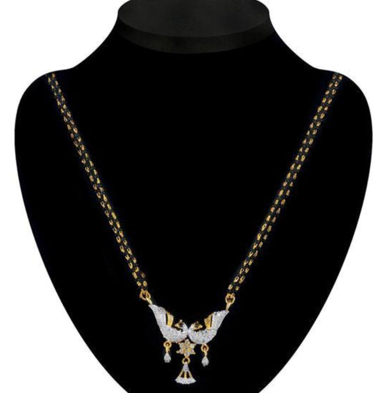 Gold Plated Peacock Design AD Mangalsutra for Women