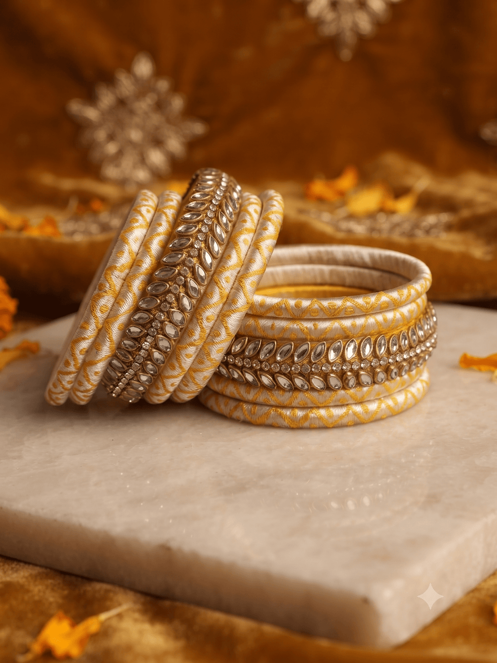 Hand painted and kundan silk thread bangles - Nishkarsh the royal radiance