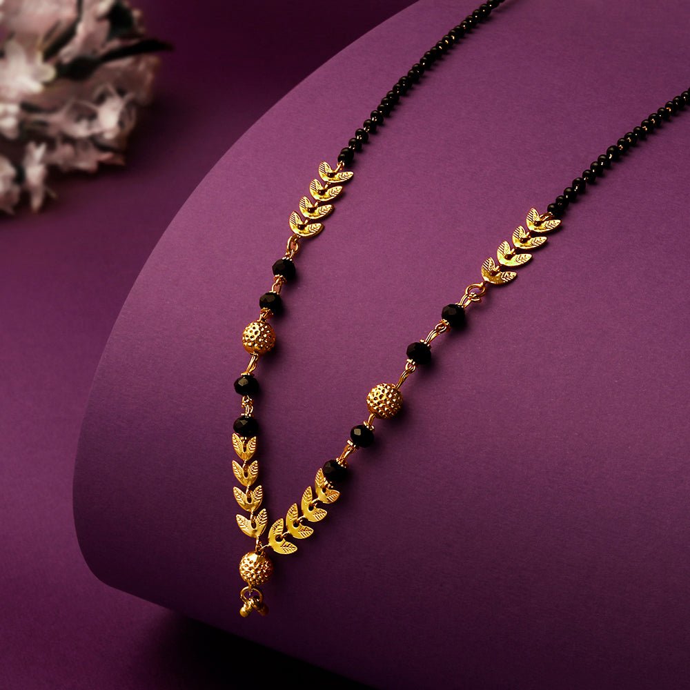 Gold Plated Leaf Design Artificial Beaded Mangalsutra - Nishkarsh the royal radiance