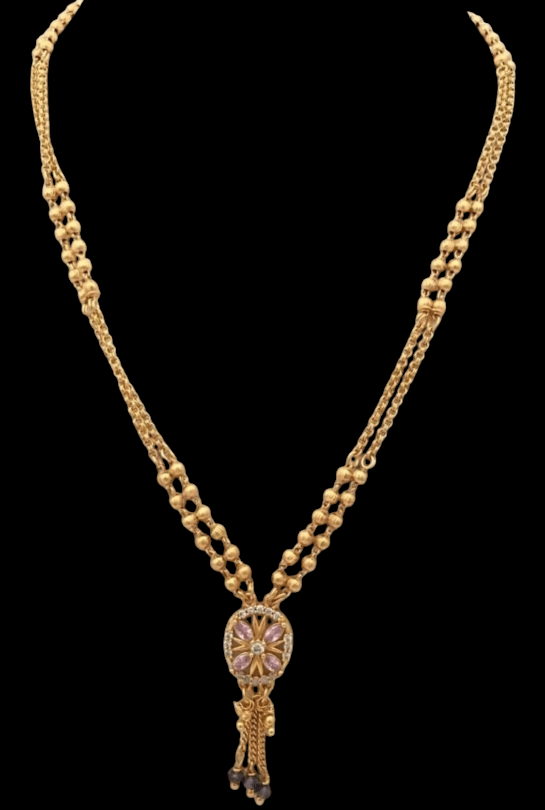Premium gold plated ruby chain - Nishkarsh the royal radiance