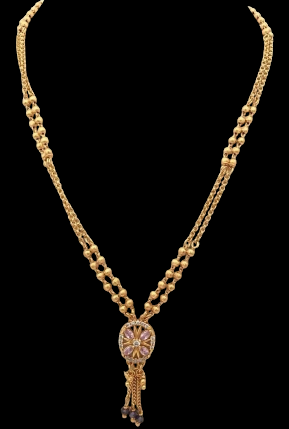 Premium gold plated ruby chain - Nishkarsh the royal radiance