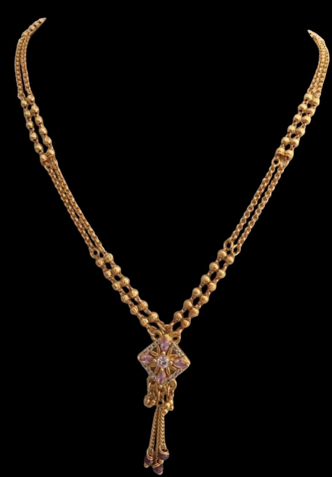 Premium gold plated ruby chain - Nishkarsh the royal radiance