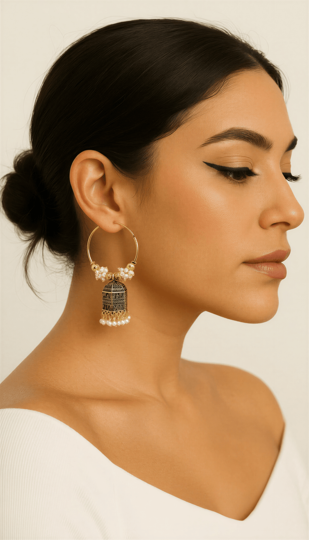 Afghani Style Fancy Design Oxidised Gold Jhumka Earrings - Nishkarsh the royal radiance