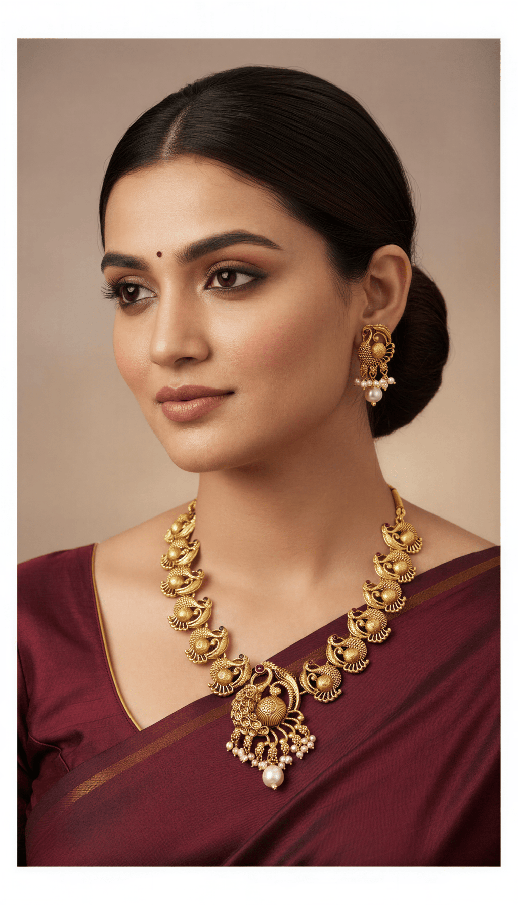 Gold Plated Alloy Peacock Necklace With Earrings Set - Nishkarsh the royal radiance