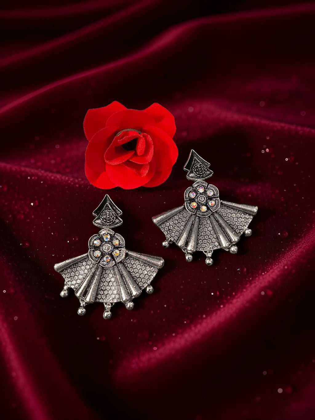 Oxidised Silver Plated Drop Earrings - Nishkarsh the royal radiance