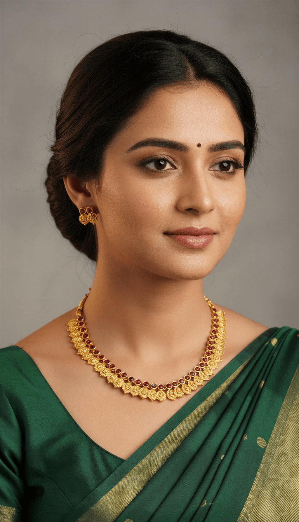 Red ruby gold plated necklace with studs - Nishkarsh the royal radiance