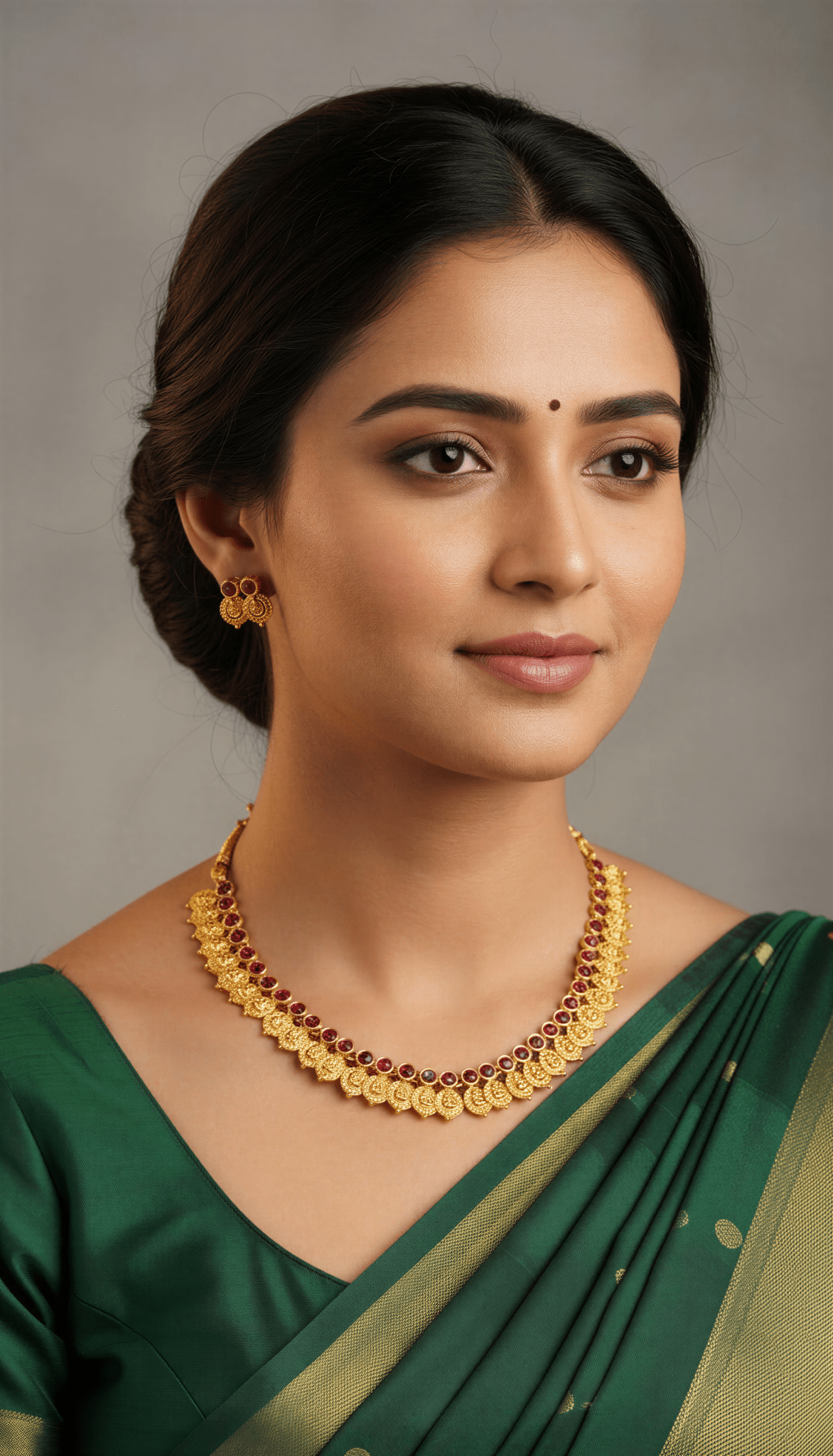 Red ruby gold plated necklace with studs - Nishkarsh the royal radiance