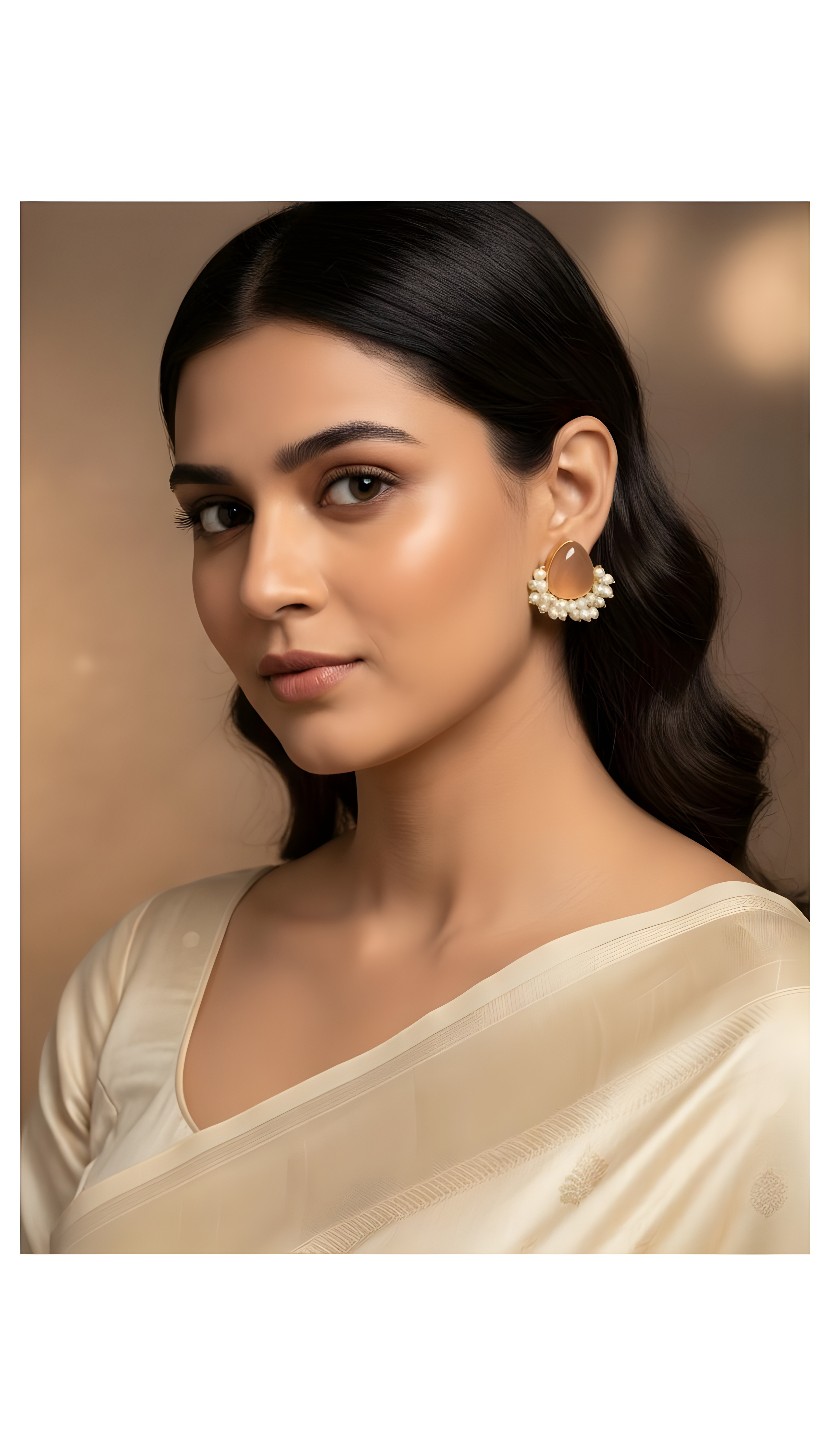 Monalisa Stone Oxidised Silver Replica Dark Blue Studs