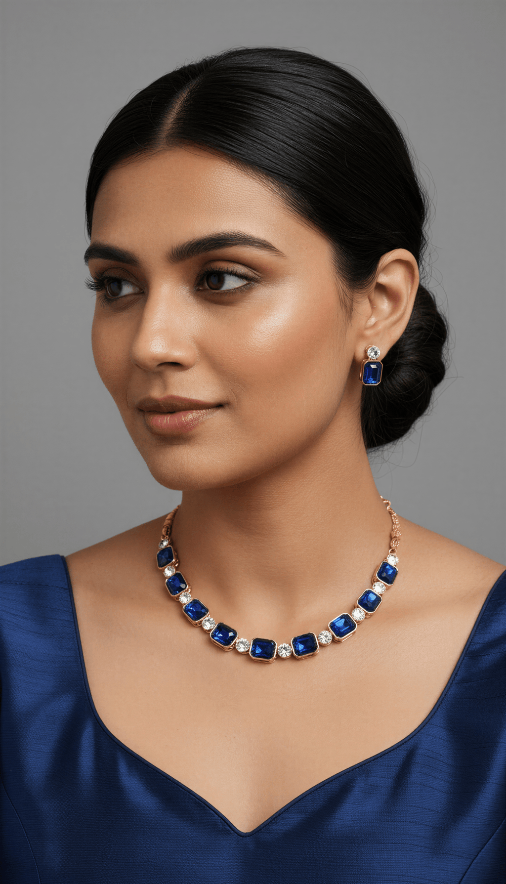 Golden Sufi Style Glass Stones Necklace Set With Pari Studs - Nishkarsh the royal radiance