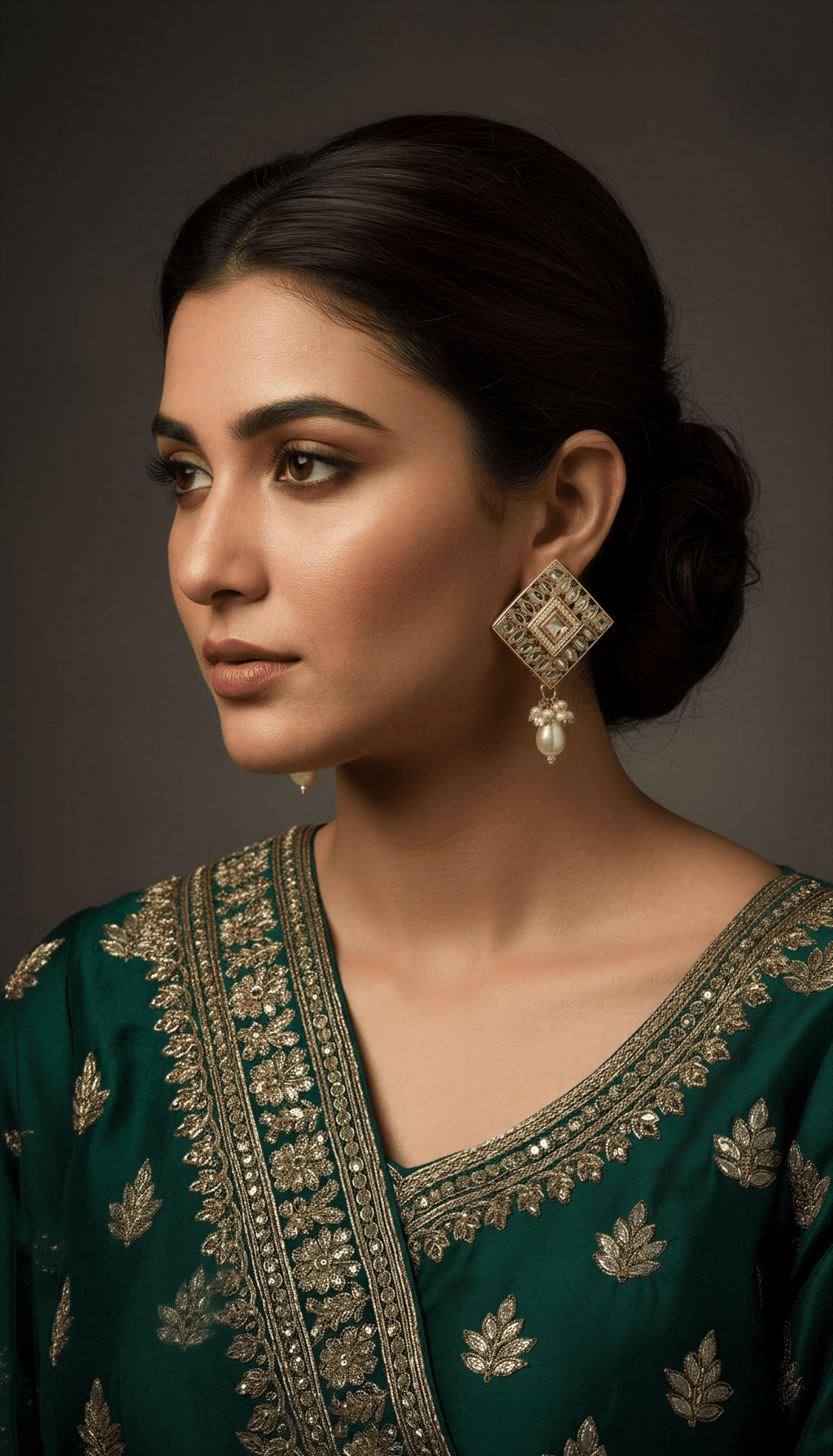 Gold Plated kundan and pearl drop stud earrings - Nishkarsh the royal radiance