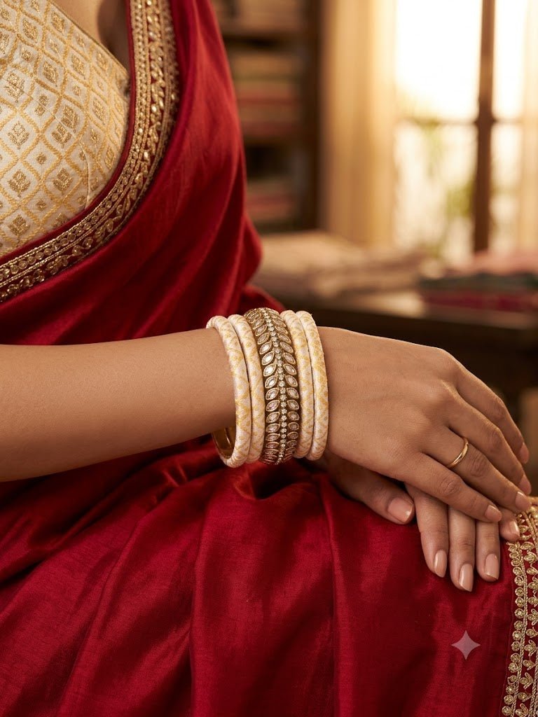 Hand painted and kundan silk thread bangles - Nishkarsh the royal radiance
