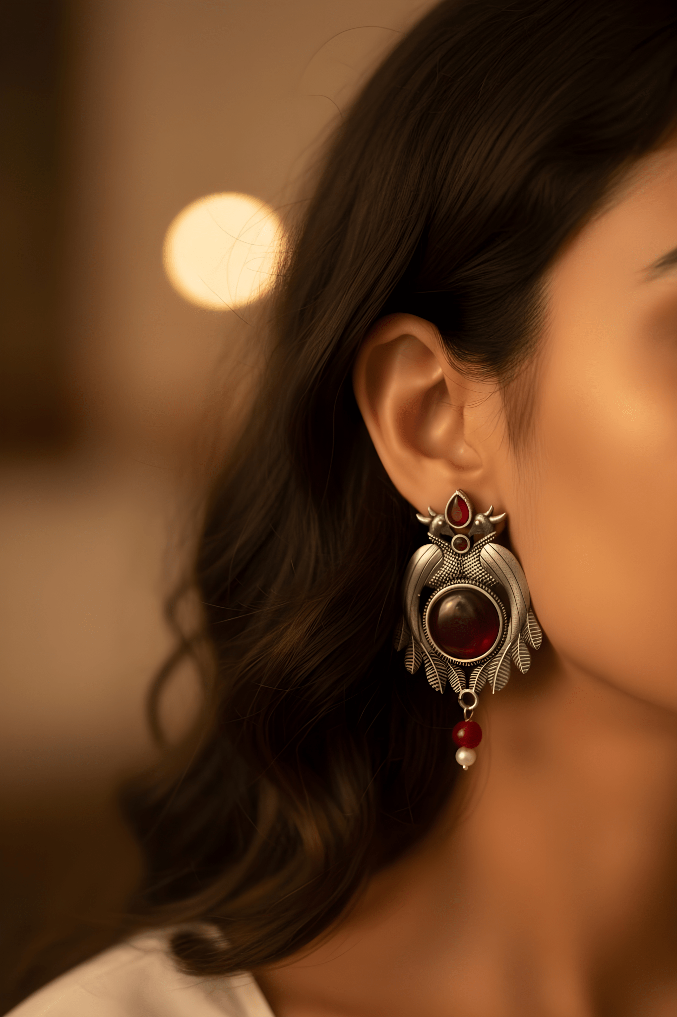 Monalisa Stone Oxidised Silver Replica Sea Green Studs - Nishkarsh the royal radiance